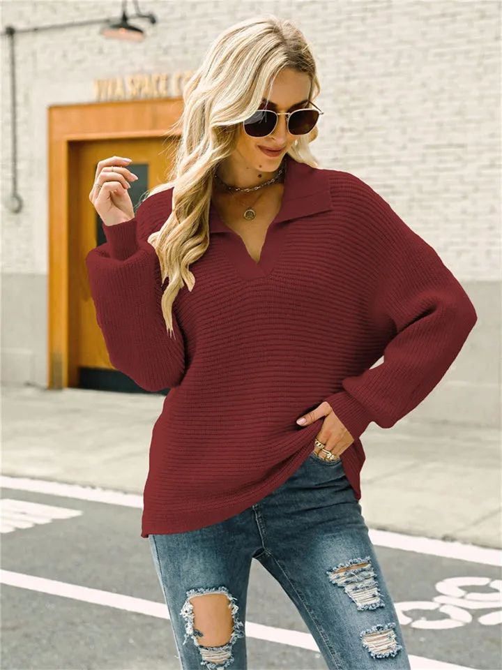 Fashion Long Sleeve Solid Color Knit Loose Turtleneck Sweater for Women