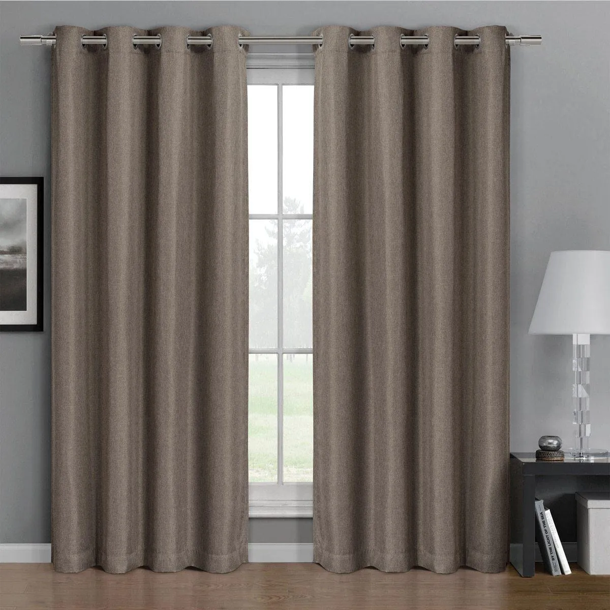 Gulfport Faux Linen Blackout Weave Curtains With Grommets Single Panel