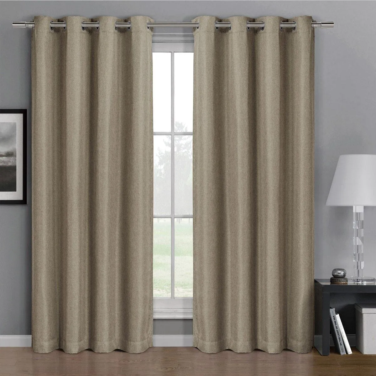 Gulfport Faux Linen Blackout Weave Curtains With Grommets Single Panel