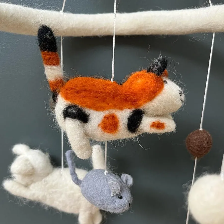 Handmade Felt Cats Mobile - Fairtrade