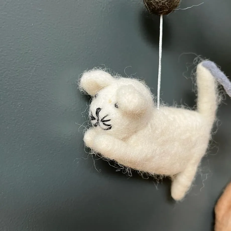 Handmade Felt Cats Mobile - Fairtrade