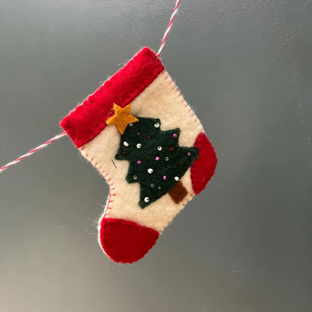 Handmade Felt Christmas Stockings Garland - Fairtrade