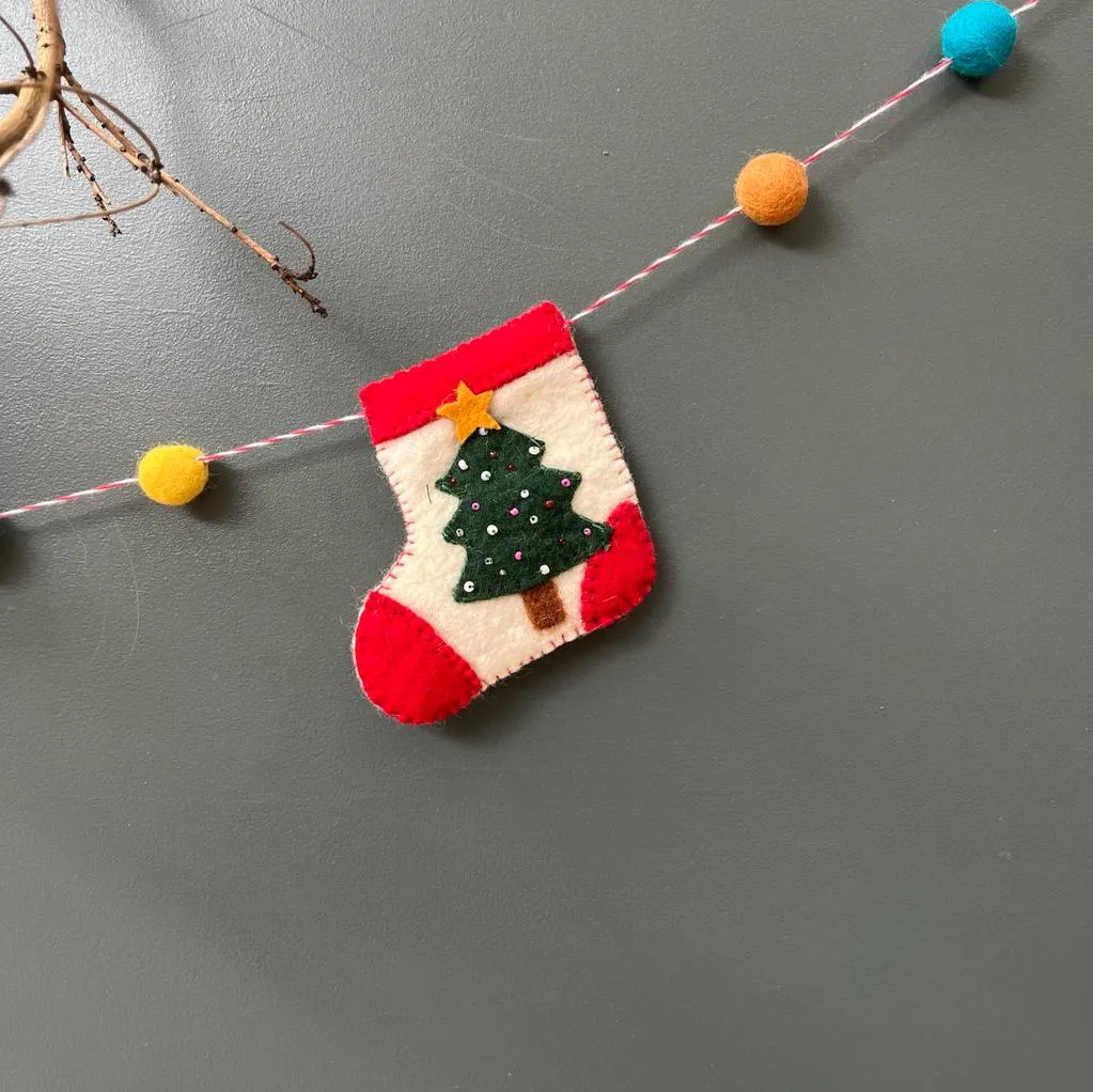 Handmade Felt Christmas Stockings Garland - Fairtrade