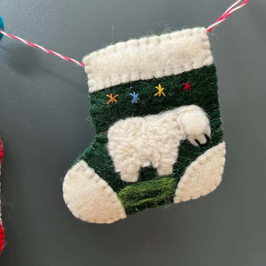 Handmade Felt Christmas Stockings Garland - Fairtrade