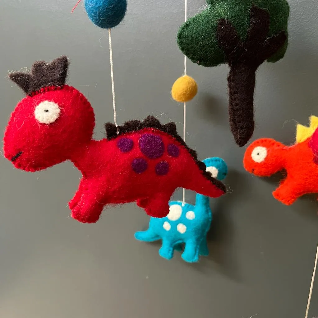 Handmade Felt Dinosaur Mobile - Fairtrade