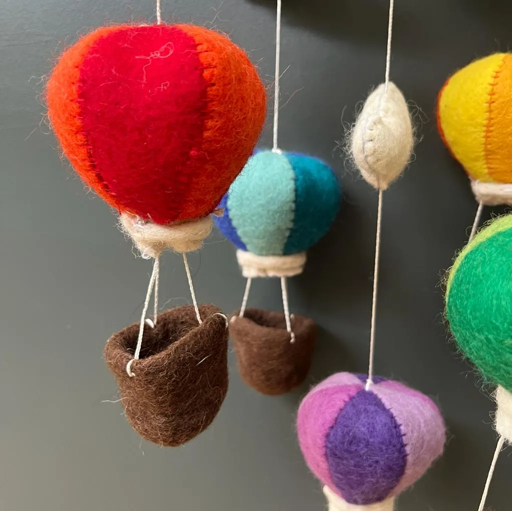 Handmade Felt Hot Air Balloon Mobile - Fairtrade