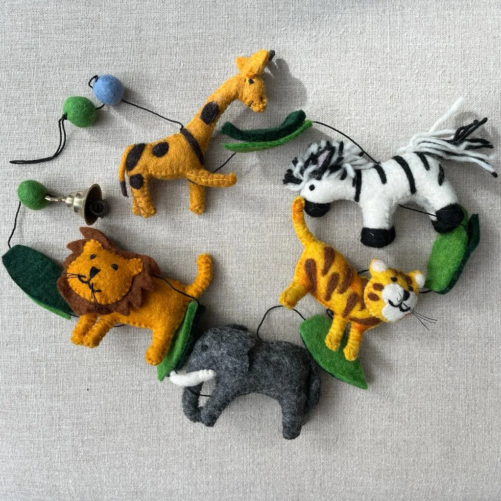 Handmade Felt Zoo Animals String - Fairtrade