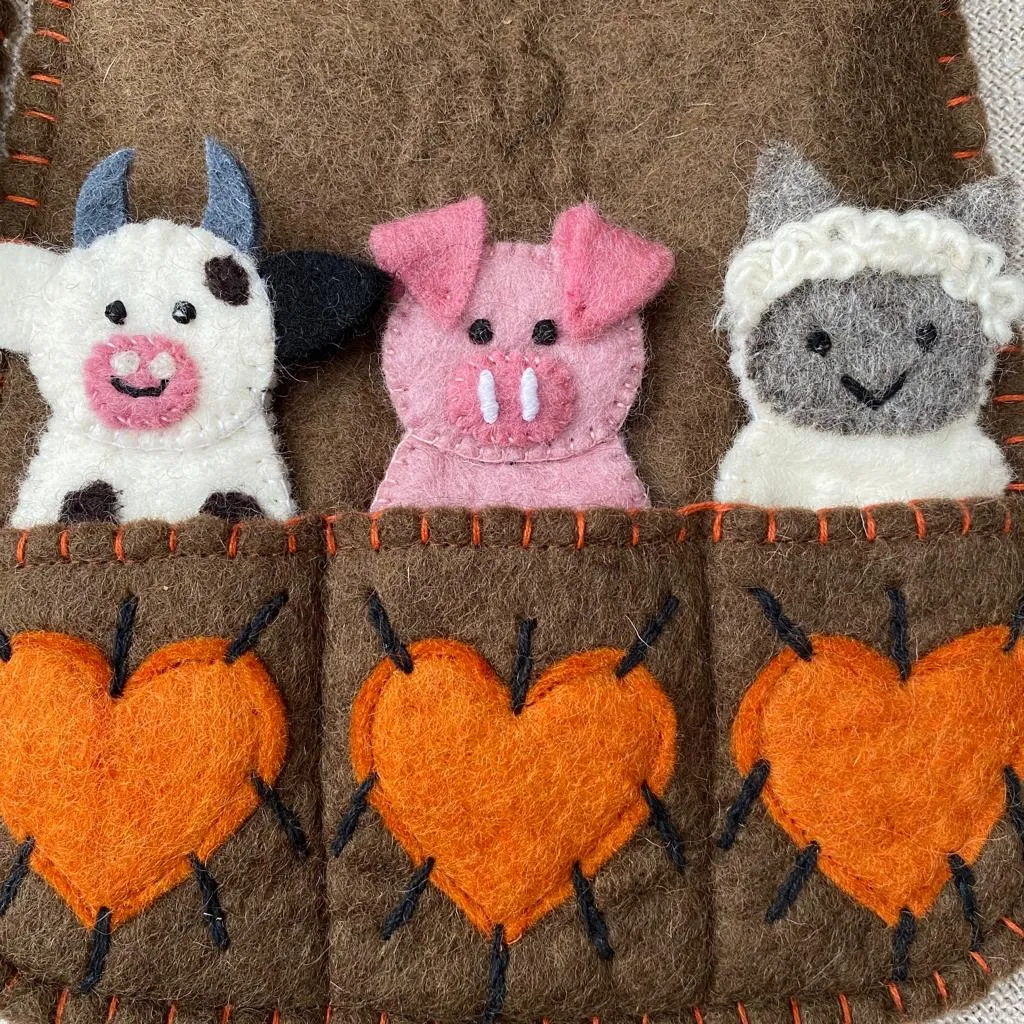 Handmade Puppet Bag - Farm Animals - Fairtrade