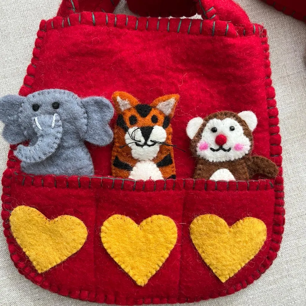 Handmade Puppet Bag - Wild Animals A - Fairtrade