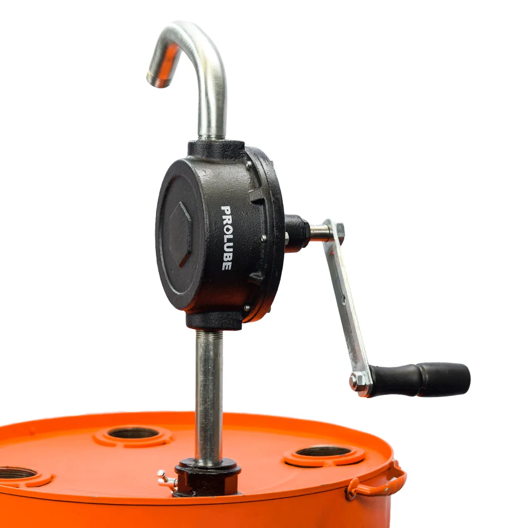 Industrial Rotary Drum Pump, Vane Manual, with 8 Foot Anti-Static Hose, Non-Sparking Nozzle & Nozzle Holder