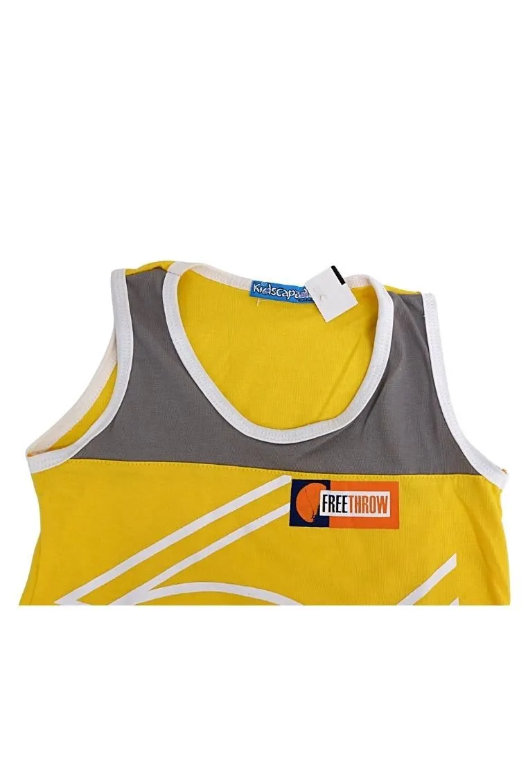 Landmark Short Set Sando 2-Tone Basketball Free - Throw Print - Mole/Yellow