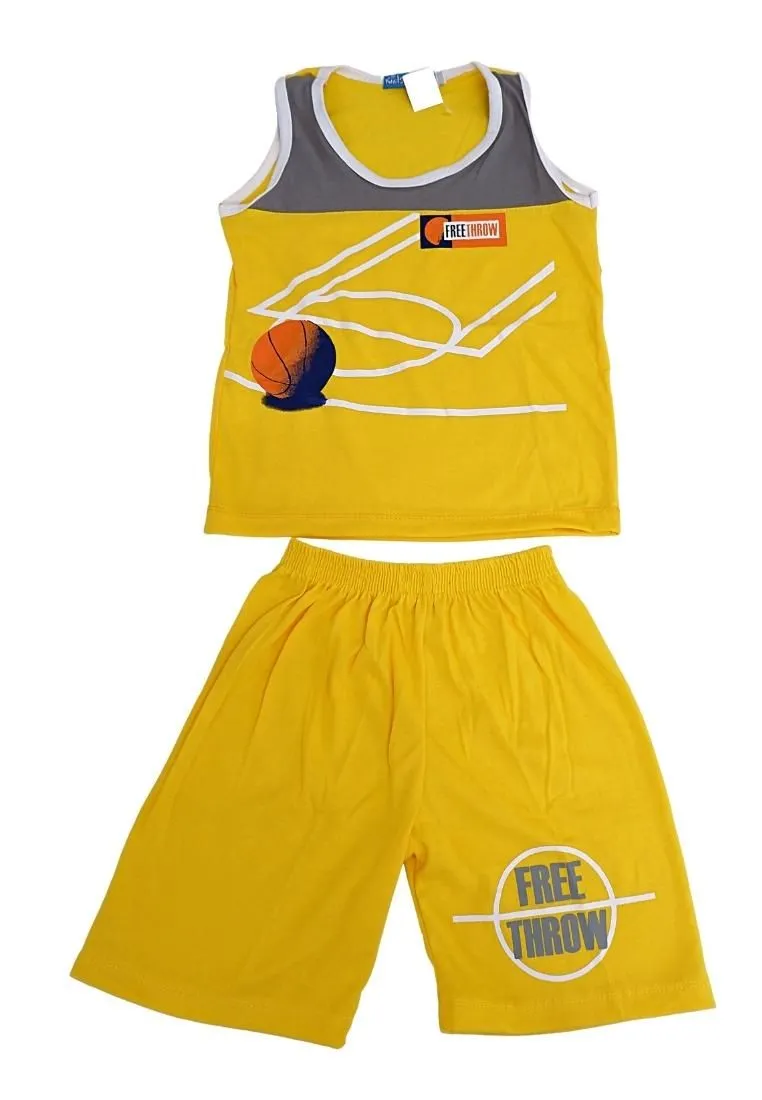 Landmark Short Set Sando 2-Tone Basketball Free - Throw Print - Mole/Yellow