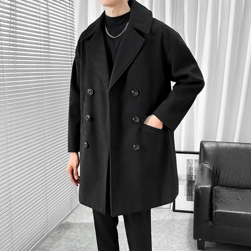 Mid-length Trench The Knee British Style Woolen Coat