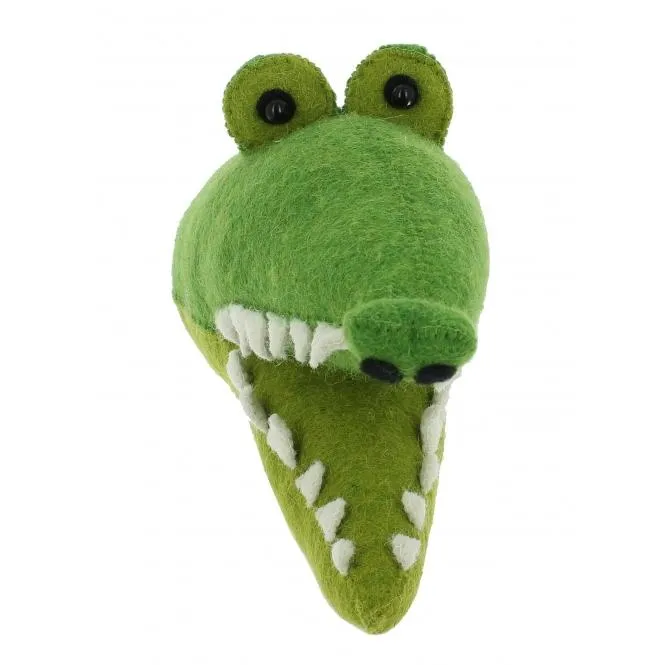 Mini Crocodile Felt Wall Head by Fiona Walker, England