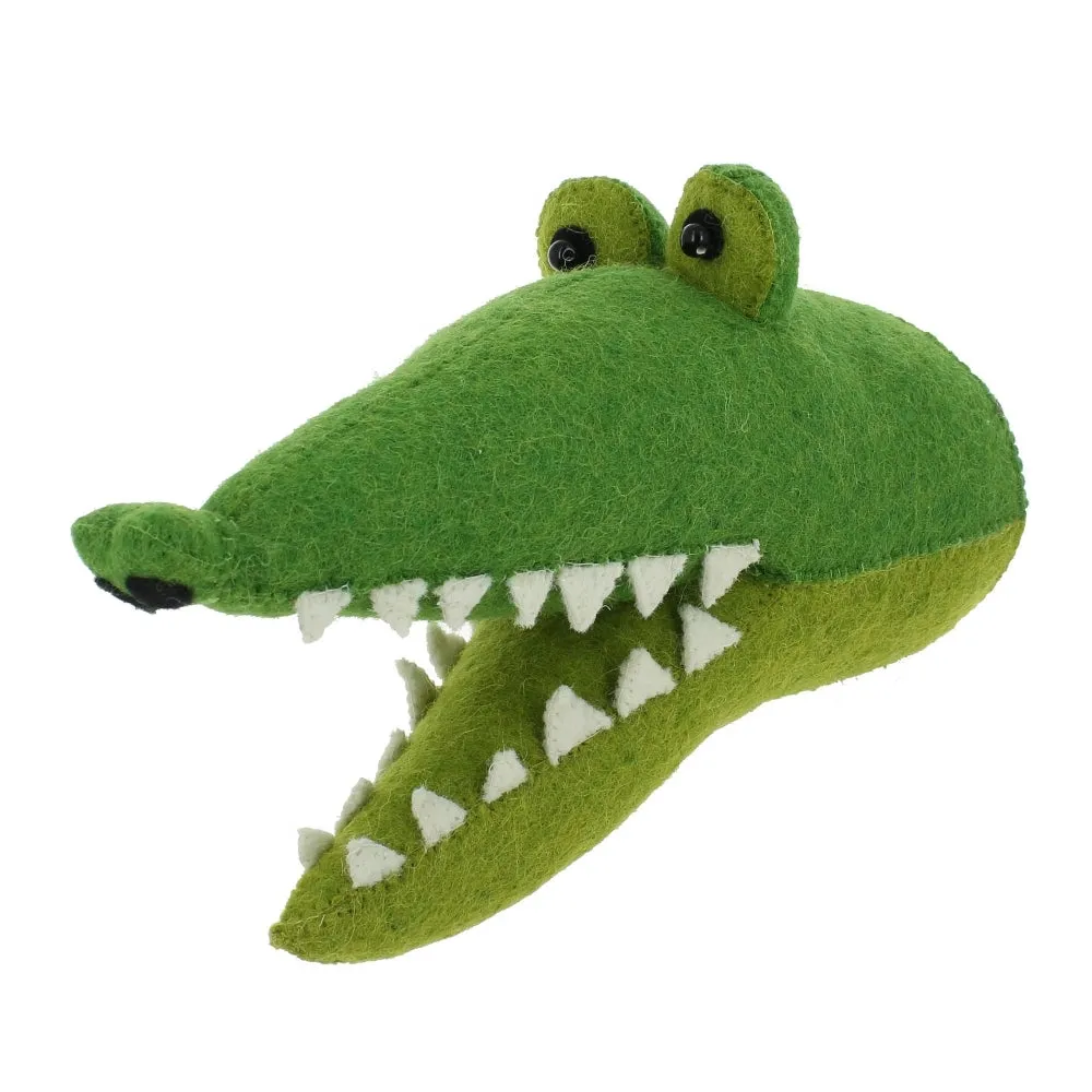 Mini Crocodile Felt Wall Head by Fiona Walker, England