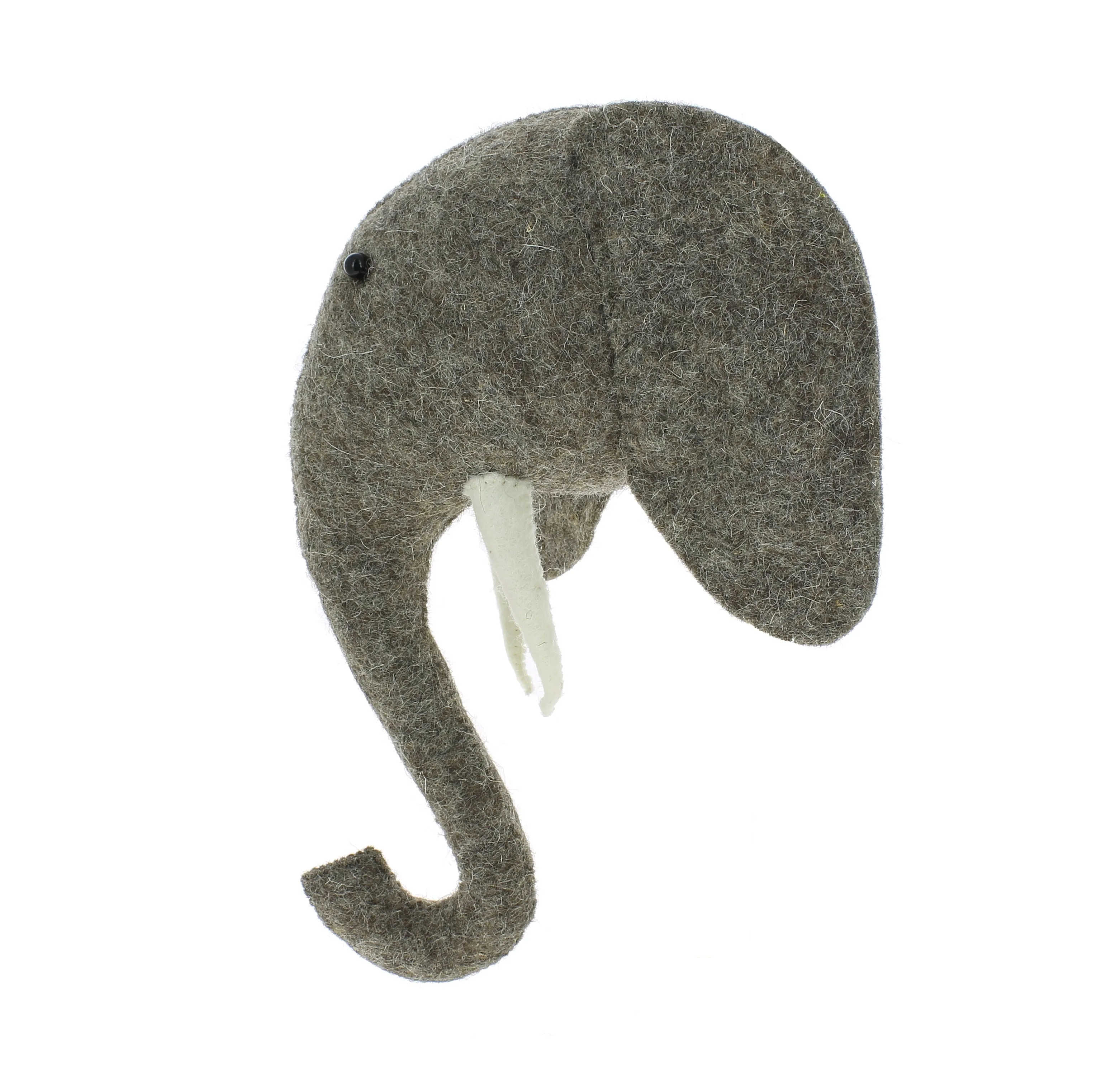 Mini Elephant Felt Wall Head by Fiona Walker, England