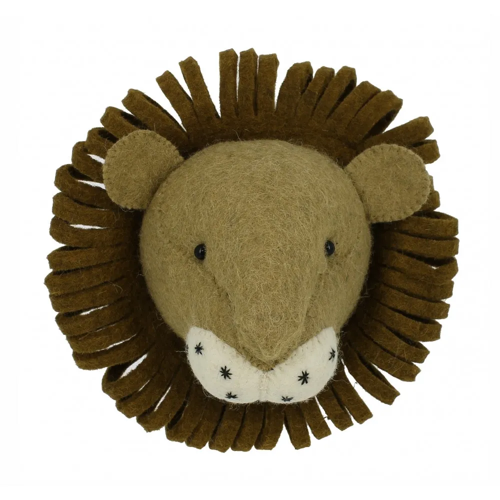 Mini Lion Felt Wall Head by Fiona Walker, England