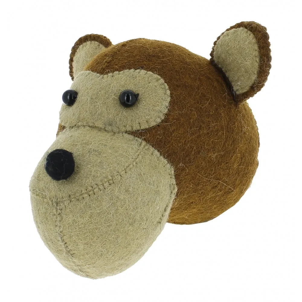 Mini Monkey Felt Wall Head by Fiona Walker, England