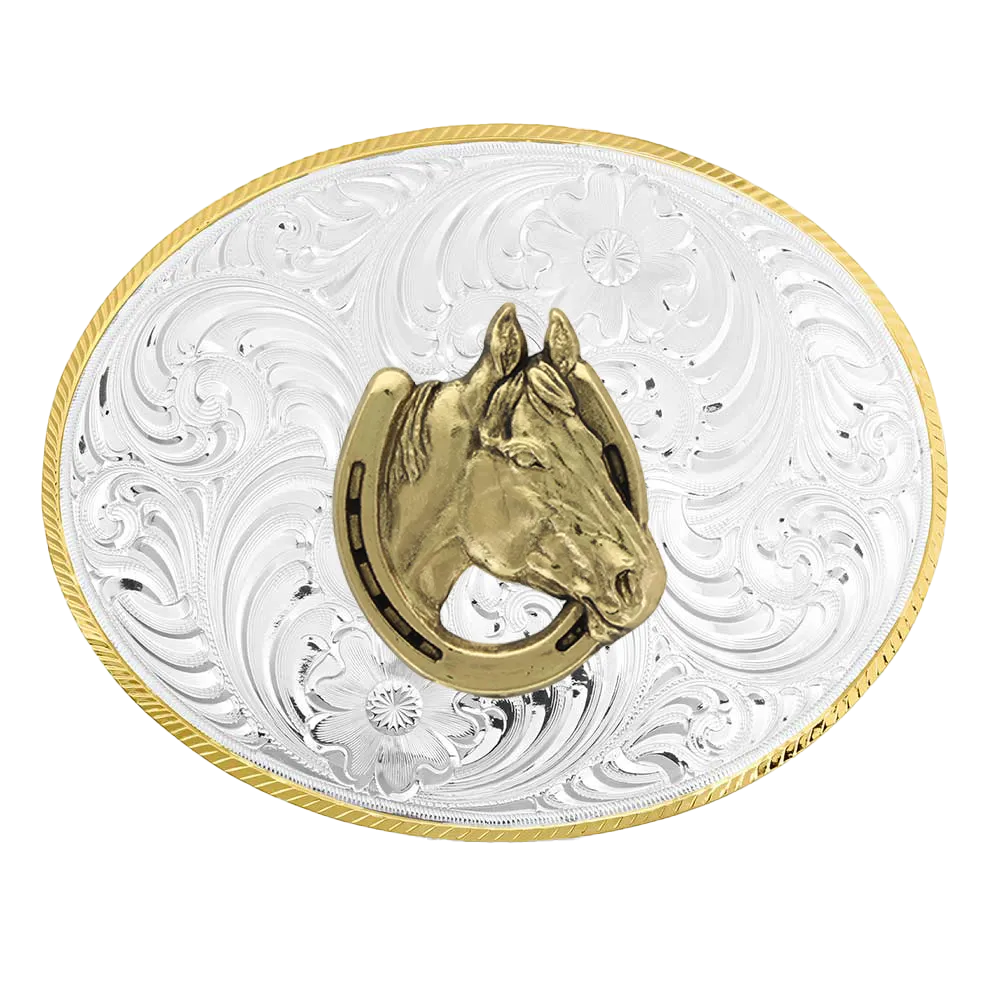 MONTANA PETITE 2-TONE BUCKLE - HORSE HEAD