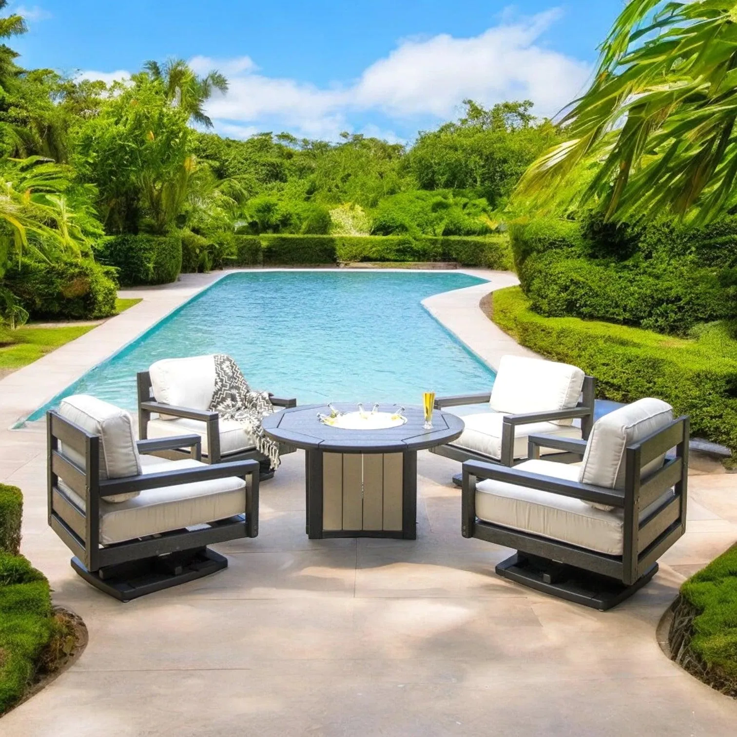 Palm Beach Poly Outdoor Swivel Rocker Chair Sunbrella Cushions