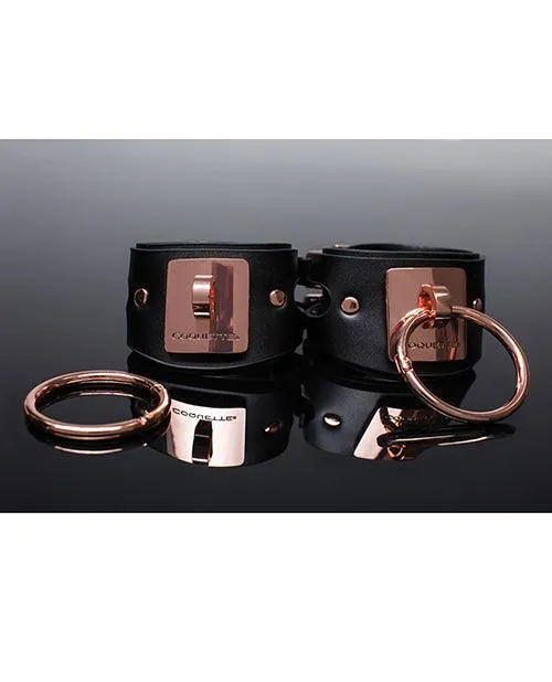 Pleasure Collection Adjustable Handcuffs - Black-rose Gold