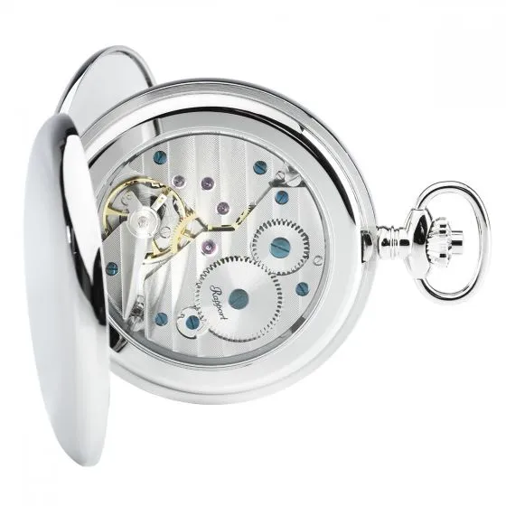 RAP Pocket Watch Mechanical Double Hunter Silver Tone