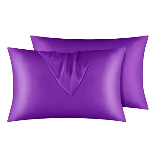 Satin Pillowcase for Hair and Skin, 2 pcs Silky Pillowcases with Envelop Closure