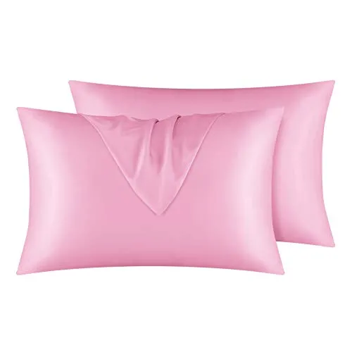 Satin Pillowcase for Hair and Skin, 2 pcs Silky Pillowcases with Envelop Closure