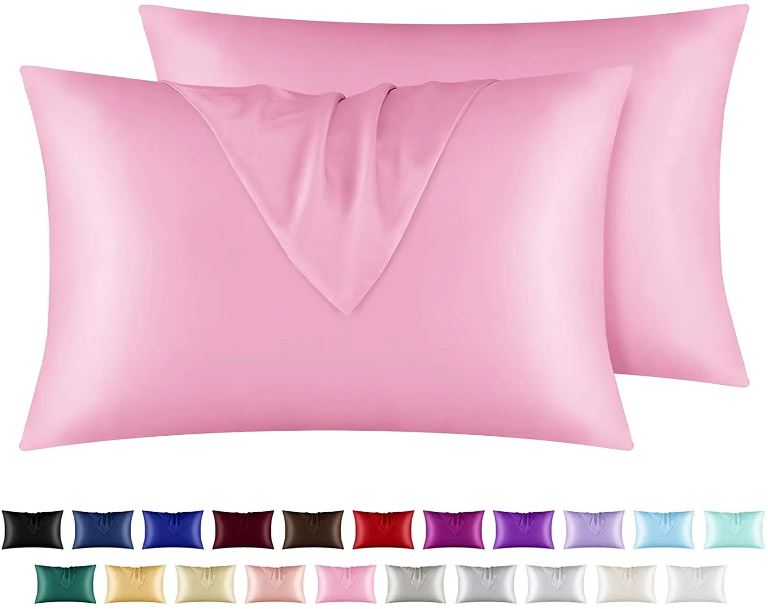 Satin Pillowcase for Hair and Skin, 2 pcs Silky Pillowcases with Envelop Closure