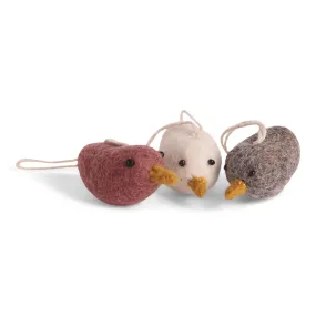 Set of Three Mini Hanging Felt Birds