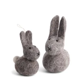 Set of Two Little Felt Bunnies - Grey