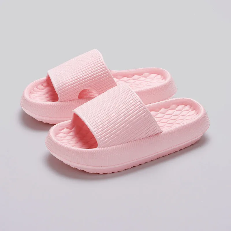 Summer EVA Slippers Solid Color Rhombus Stripe Anti-slip Slippers