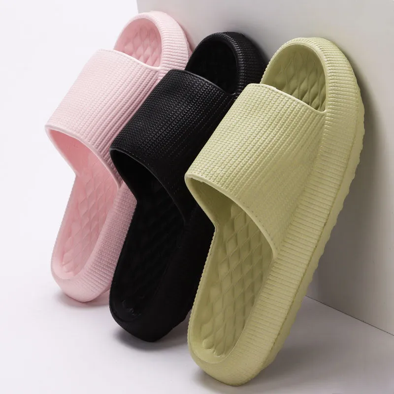 Summer EVA Slippers Solid Color Rhombus Stripe Anti-slip Slippers