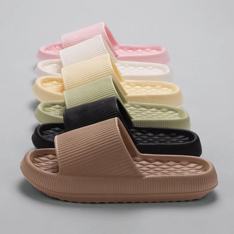 Summer EVA Slippers Solid Color Rhombus Stripe Anti-slip Slippers