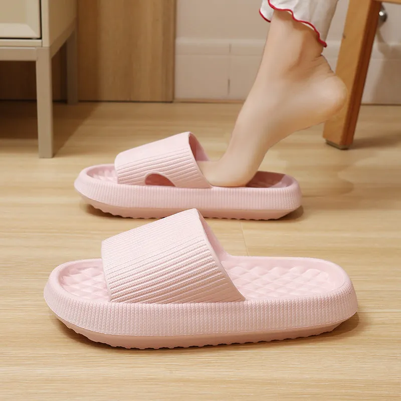 Summer EVA Slippers Solid Color Rhombus Stripe Anti-slip Slippers