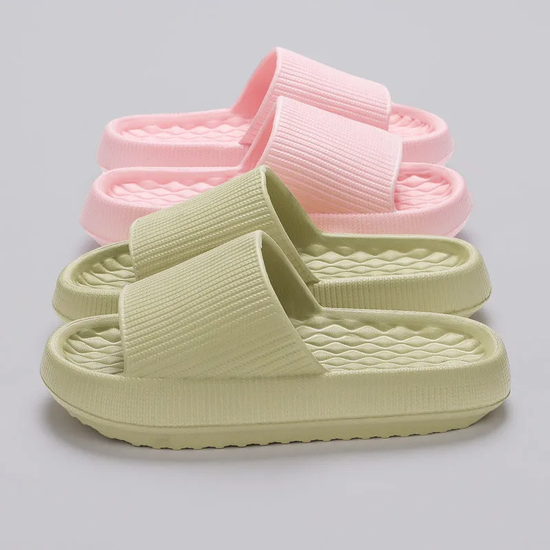 Summer EVA Slippers Solid Color Rhombus Stripe Anti-slip Slippers