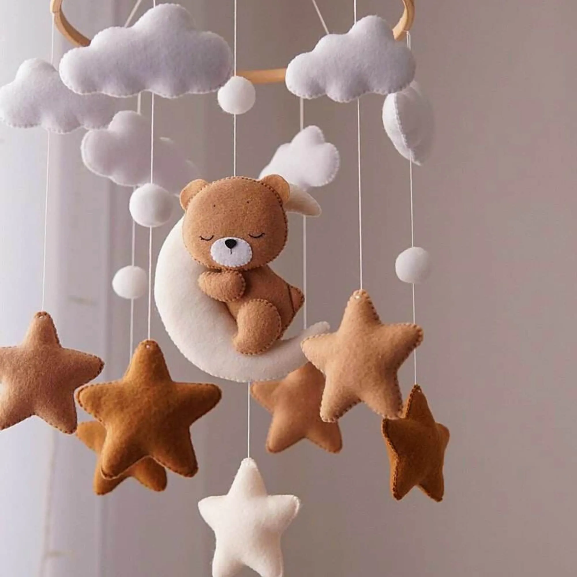 Teddy Bear Moon Mobile, Baby Mobile, Baby Mobile Neutral, Crib Mobile, Nursery Mobile, Nursery Decor, Baby Shower Gift