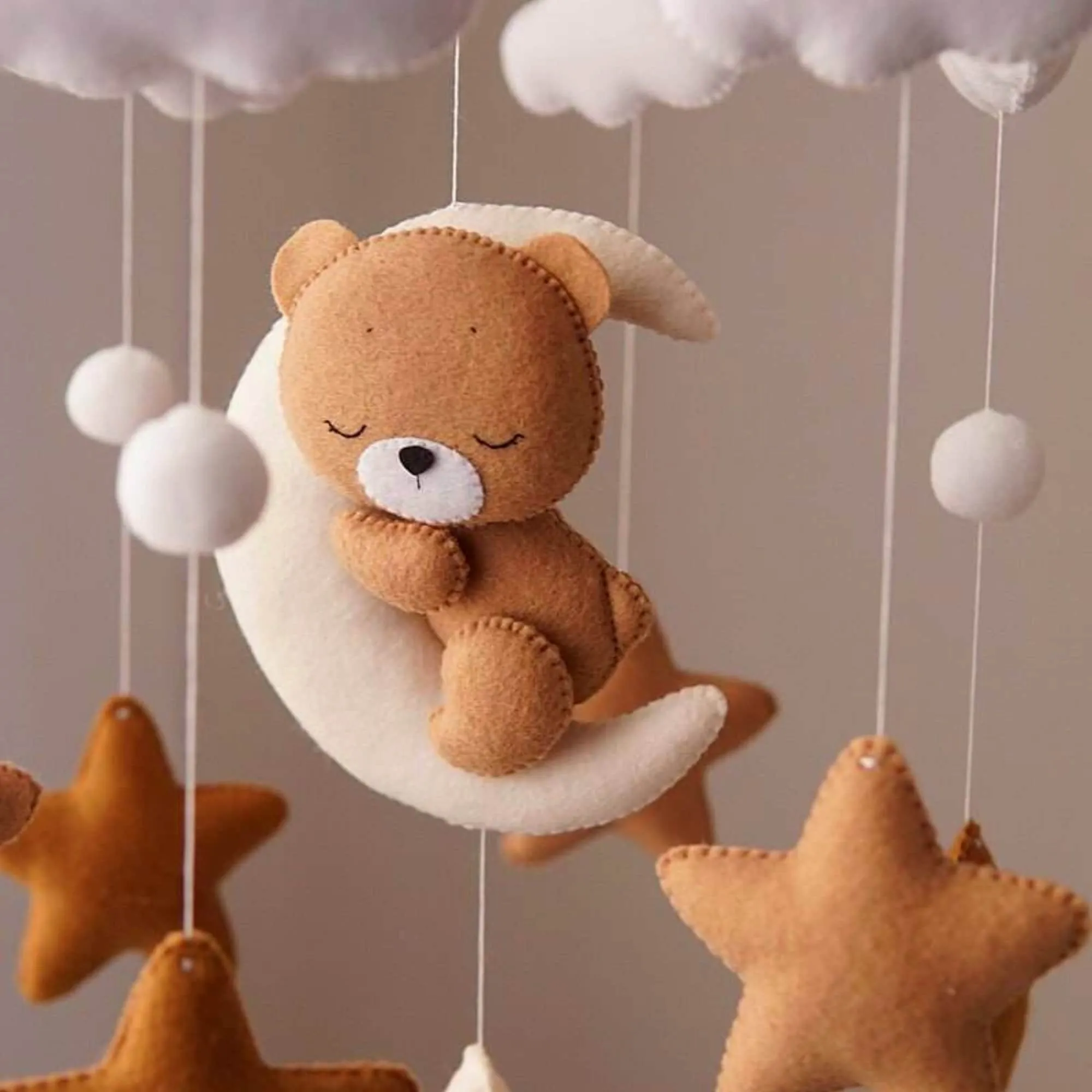 Teddy Bear Moon Mobile, Baby Mobile, Baby Mobile Neutral, Crib Mobile, Nursery Mobile, Nursery Decor, Baby Shower Gift