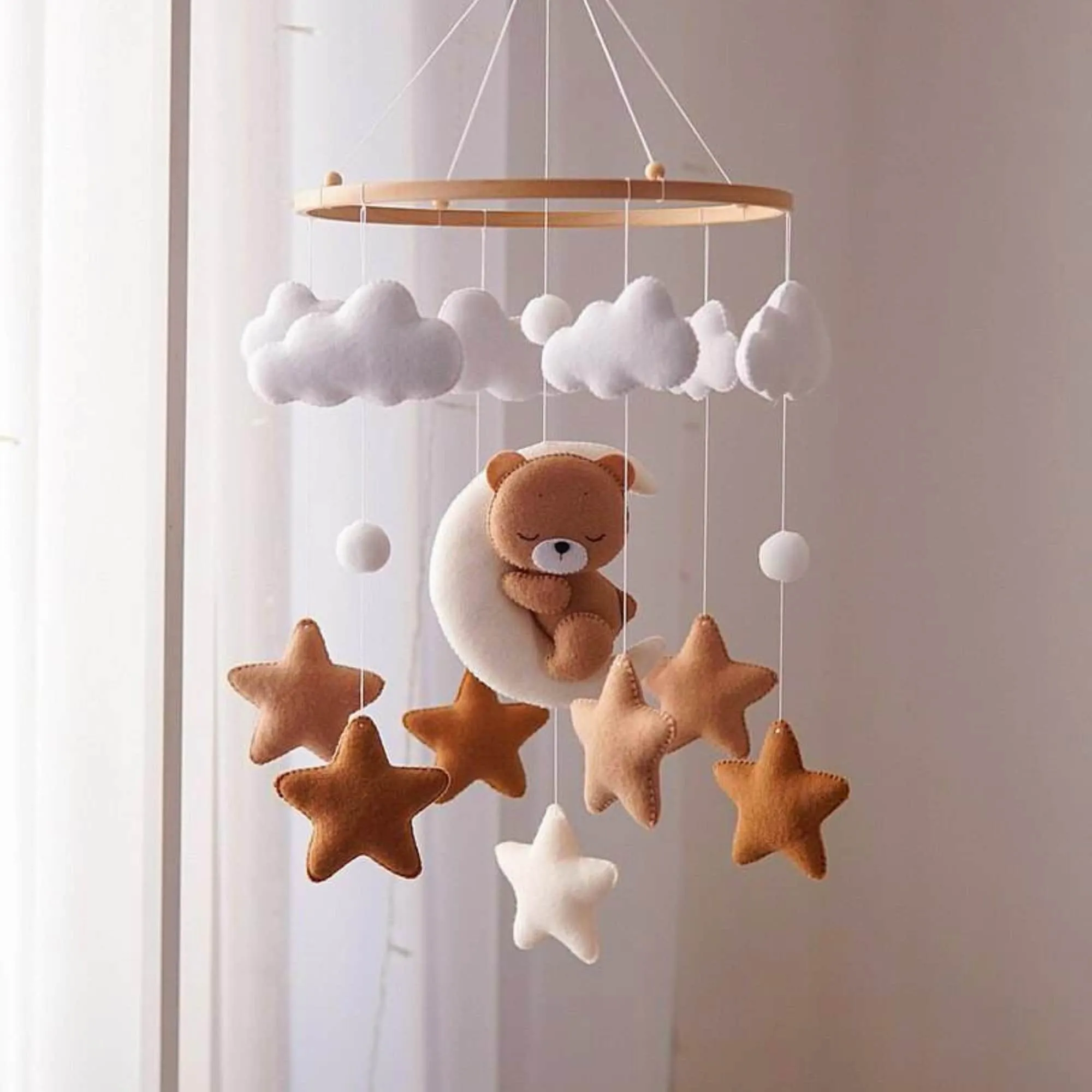 Teddy Bear Moon Mobile, Baby Mobile, Baby Mobile Neutral, Crib Mobile, Nursery Mobile, Nursery Decor, Baby Shower Gift