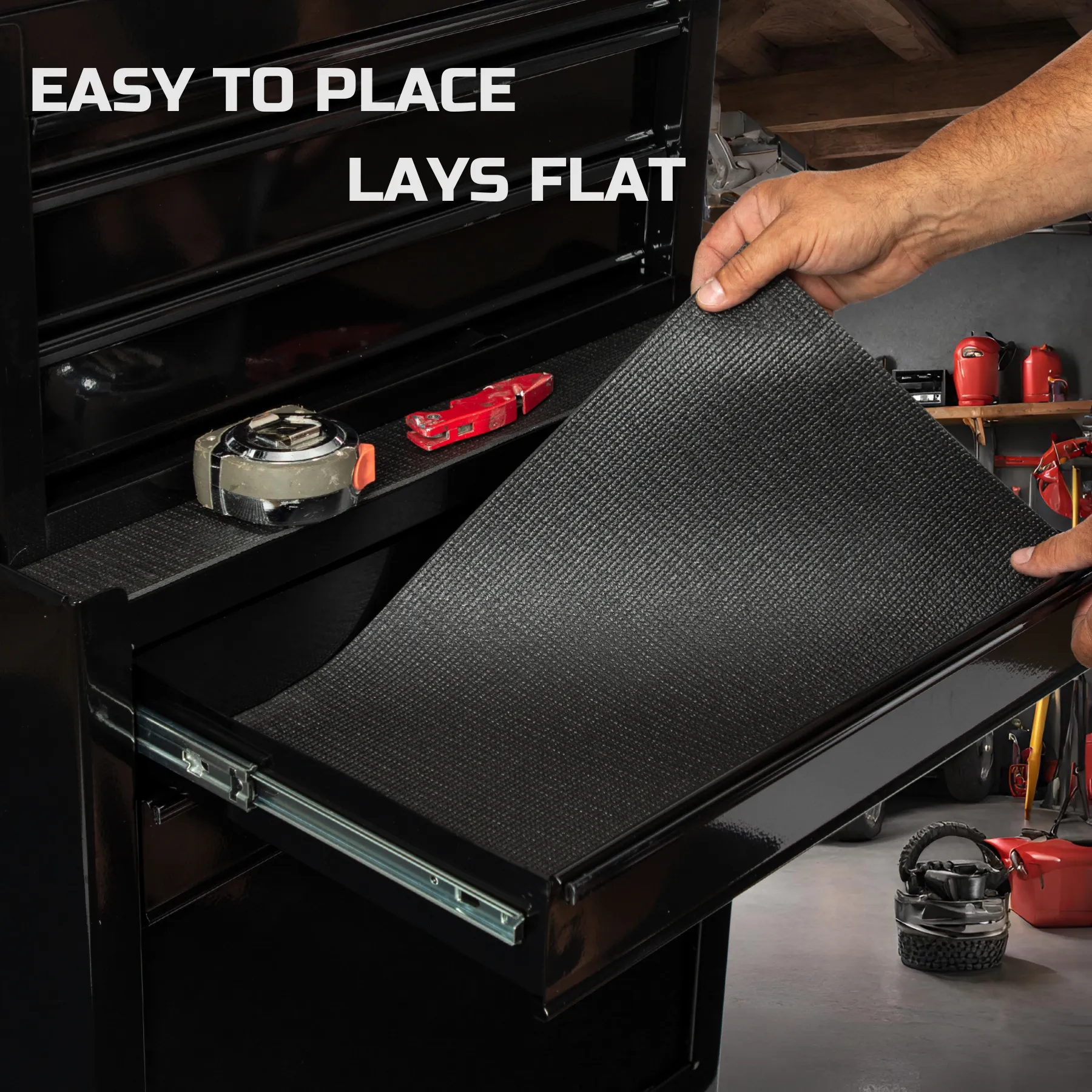 Tool Box Liner 22 inch Wide x 20 ft Large, Thick Heavy Duty Toolbox Drawer Liners, Rolling Tool Chest Liner Foam, Shelf Rubber Mat, Red Non-Slip Organizer Liner for Cabinet, Workbench