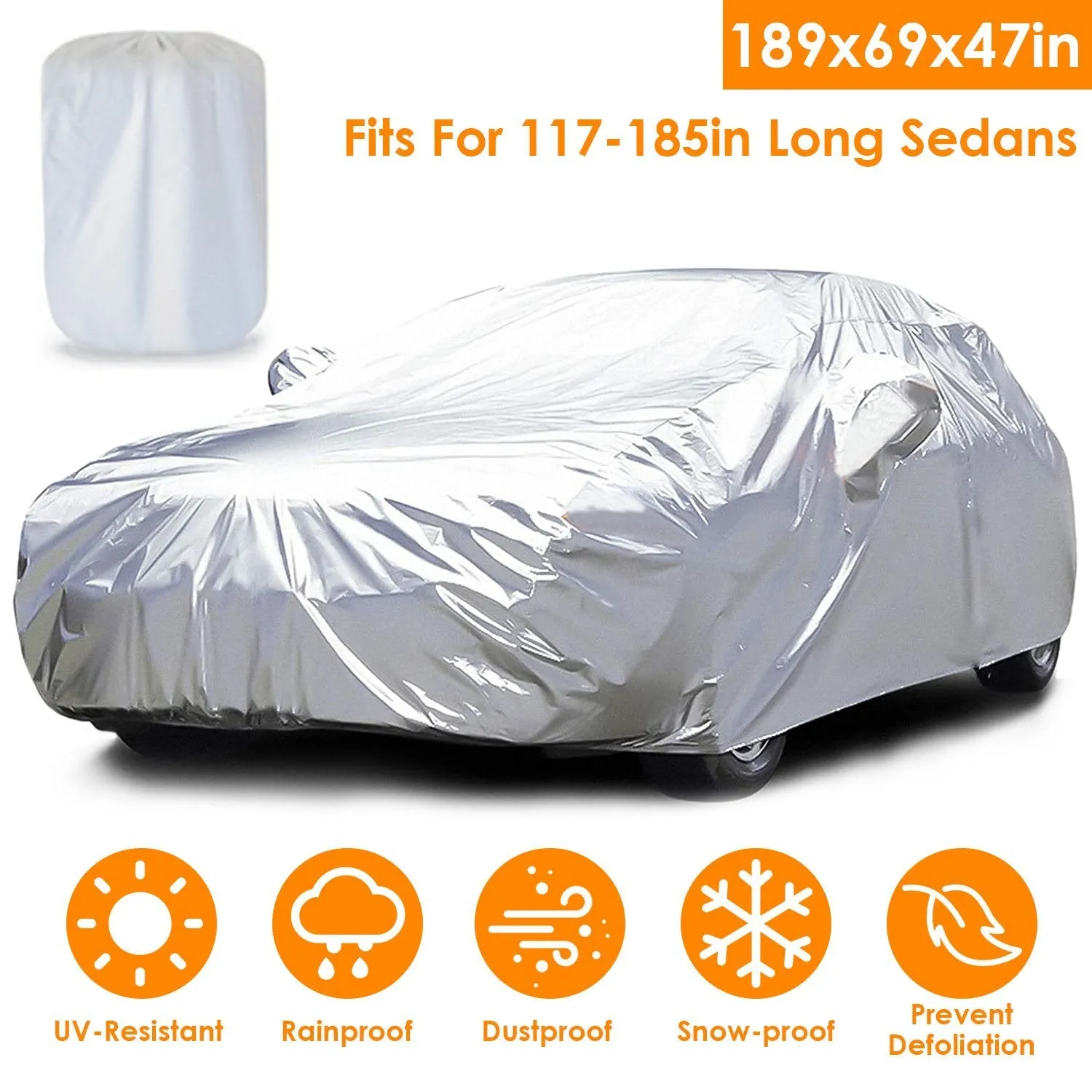 Weather UV Outdoor Full Cover For Sedans Up To 185"