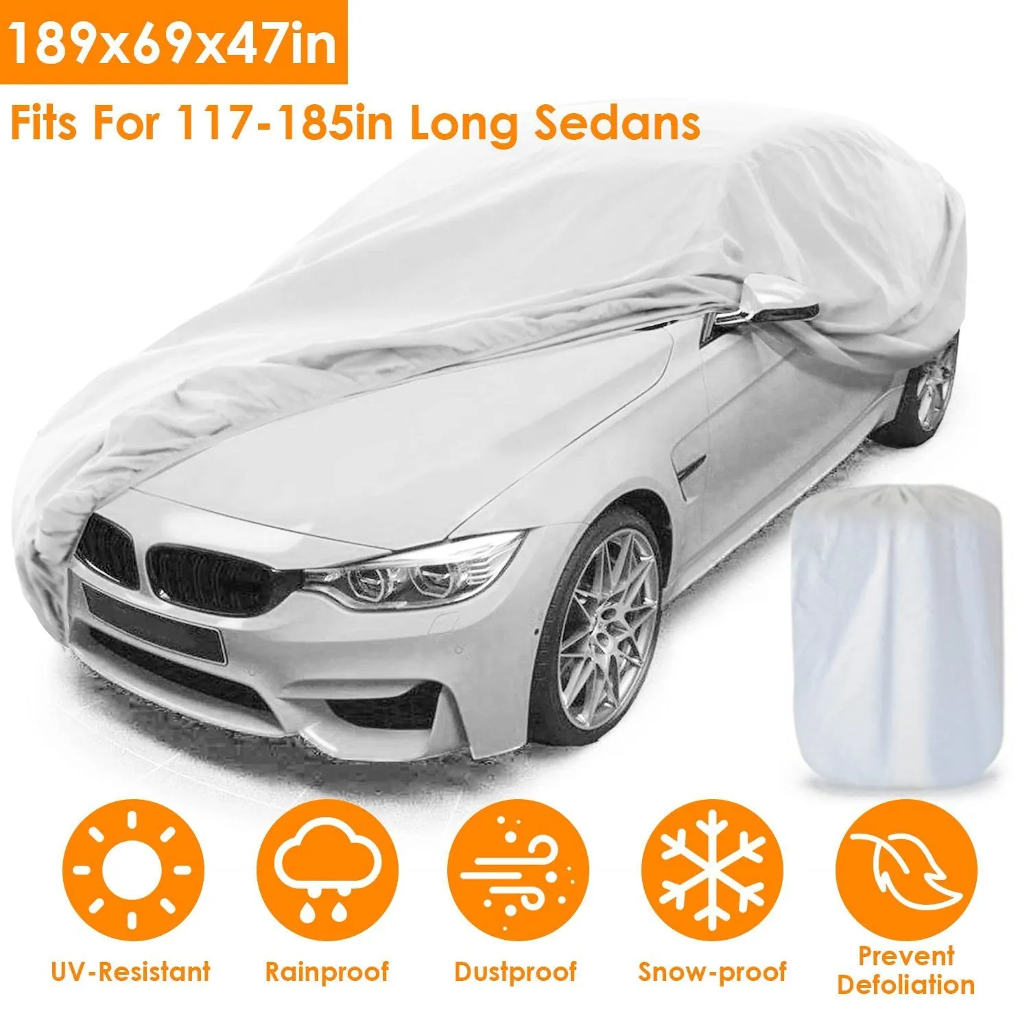 Weather UV Outdoor Full Cover For Sedans Up To 185"