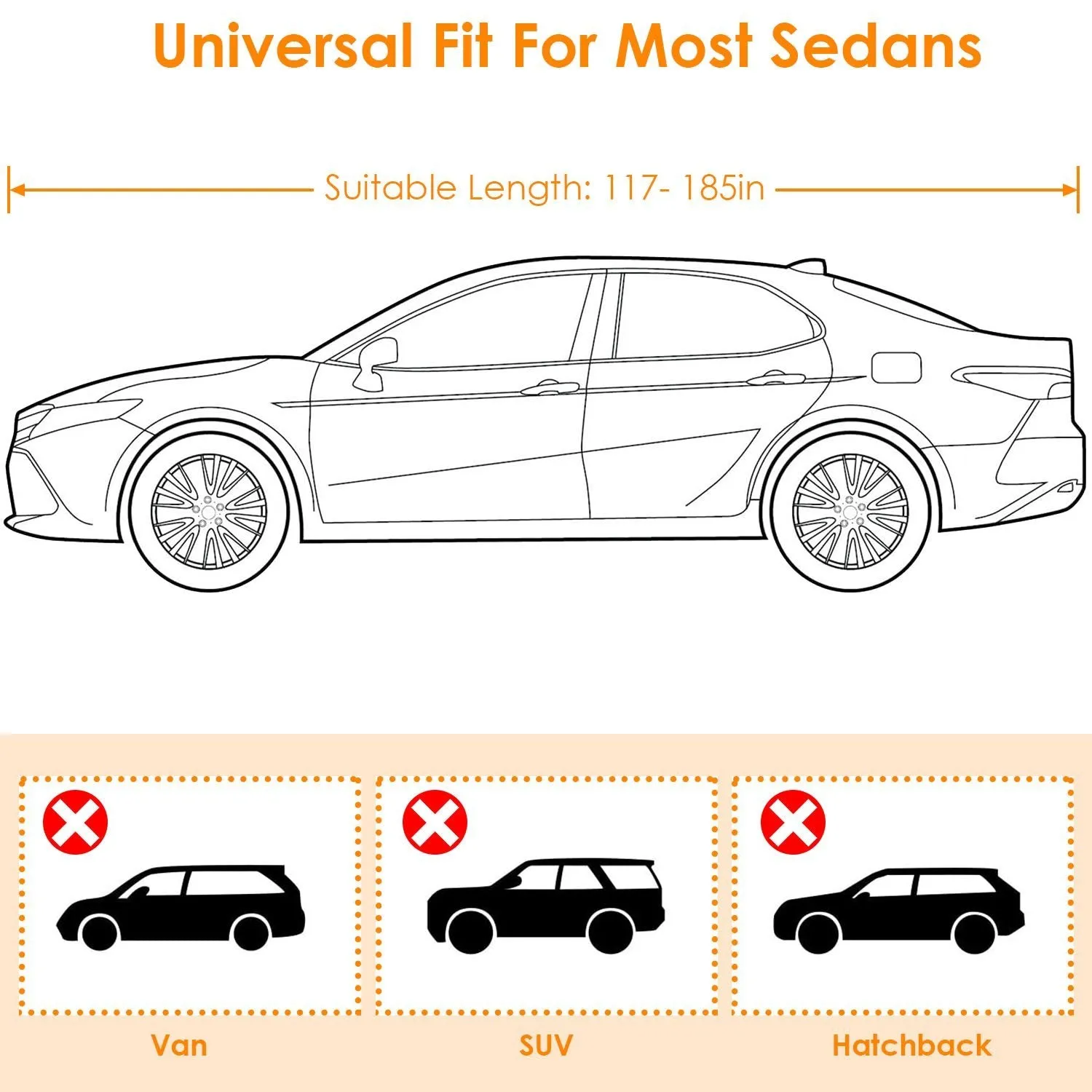 Weather UV Outdoor Full Cover For Sedans Up To 185"