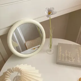 Wooden Circle Mirror / White